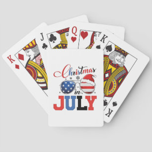 Christmas in July Funny Santa Xmas 4h of July Playing Cards