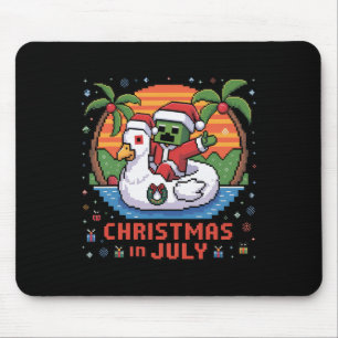 Christmas In July Funny Santa Zombie Chicken Pixel Mouse Mat