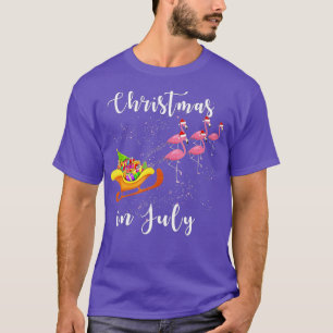 Christmas In July Funny Sleigh Flamingos Women Kid T-Shirt
