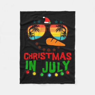 Christmas In July Funny Snowman Beach Summer Hawai Fleece Blanket