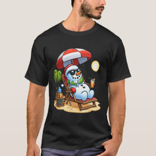 Christmas In July Funny Snowman Summer Fun Beach H T-Shirt