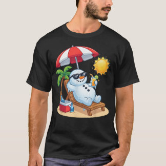 Christmas In July Funny Snowman Summer Fun Beach T-Shirt