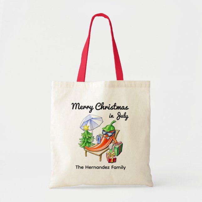 Christmas in July Funny Summer Chilli Custom Famil Tote Bag (Front)