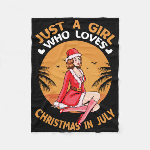 Christmas In July - Funny Summer Flamingo Christma Fleece Blanket