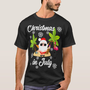 Christmas in July Funny Summer Flamingo Hawaiian L T-Shirt