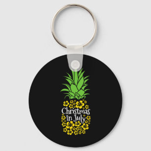 Christmas In July Funny Summer Vacation Pineapple Key Ring