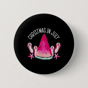 Christmas In July Funny Summer Vacation Tropical G 6 Cm Round Badge