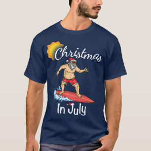 Christmas in July Funny Surf Santa Hat Beach Summe T-Shirt