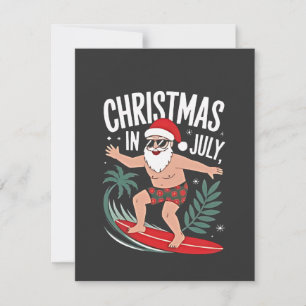 Christmas in July Funny Surfing Santa Vacation  Card