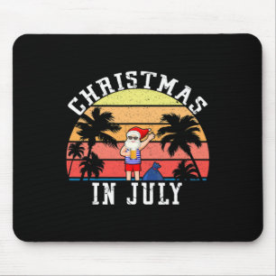Christmas In July Funny Vintage Santa Summer Beach Mouse Mat