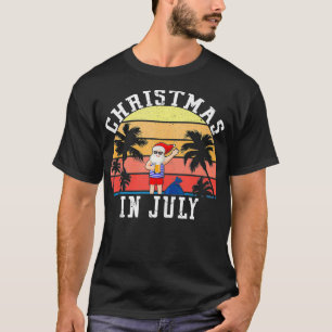 Christmas In July Funny Vintage Santa Summer Beach T-Shirt