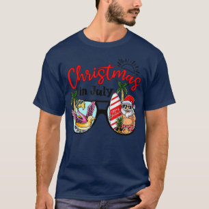 Christmas In July Funny Vintage Santa Summer Beach T-Shirt