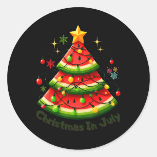 Christmas In July Funny Watermelon Christmas Summe Classic Round Sticker