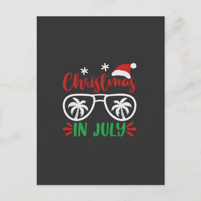 Christmas in July Funny Xmas Santa Vacation Summer Announcement Postcard (Front)