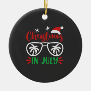 Christmas in July Funny Xmas Santa Vacation Summer Ceramic Tree Decoration