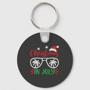 Christmas in July Funny Xmas Santa Vacation Summer Key Ring