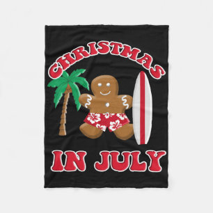 Christmas In July Gingerbread Cookie Surfing Fleece Blanket