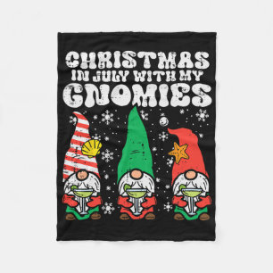 Christmas In July Gnomes Summer Xmas Matching Wome Fleece Blanket