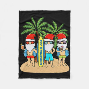 Christmas In July Gnomes Vacation Summer Beach Fleece Blanket