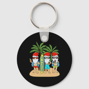 Christmas In July Gnomes Vacation Summer Beach Key Ring