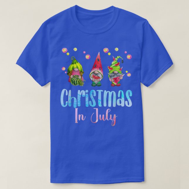 Christmas in July Gnomes Watermelon Summer Party 2 T-Shirt (Design Front)