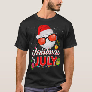 Christmas in July Golf Golfer Glasses Santa Hat Su T-Shirt