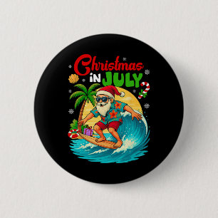 Christmas In July Hawaii Santa Surfing Summer Beac 6 Cm Round Badge