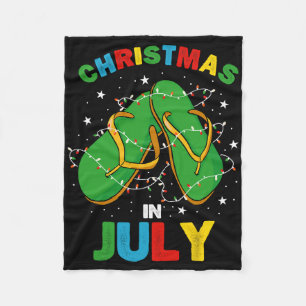 Christmas In July Hawaiian Family Summer Vacation Fleece Blanket