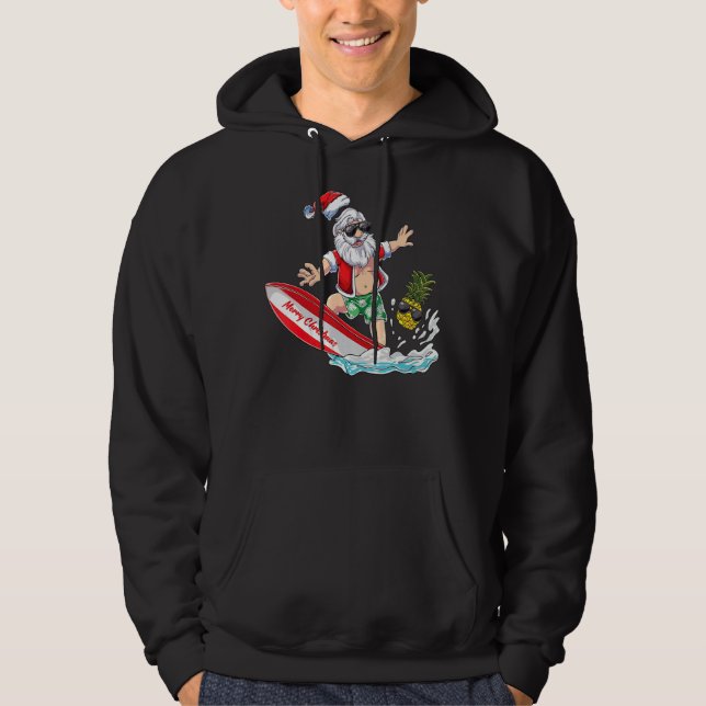 Christmas In July Hawaiian Santa Floatie Summer Pi Hoodie (Front)