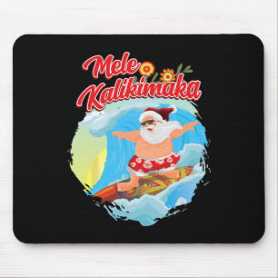 Christmas In July Hawaiian Santa Surfing Mele Kali Mouse Mat