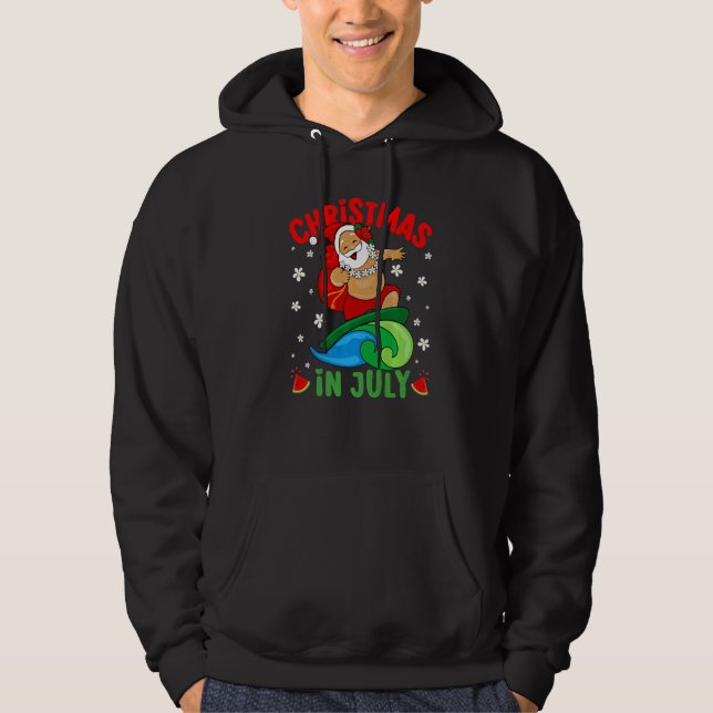 Christmas In July Hawaiian Santa Surfing Summer Be Hoodie (Front)