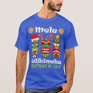 Christmas In July Hawaiian Santa Tiki Mele Kalikim T-Shirt