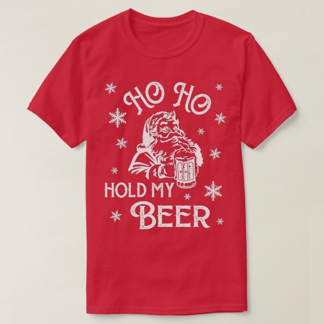 Christmas In July Hipster Santa Ho Ho Hold My Beer T-Shirt (Design Front)