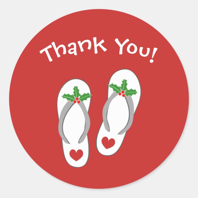 Christmas in July Holiday beach flip flop stickers (Front)