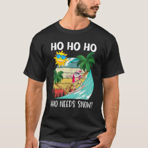 Christmas In July Humor Santa Surfing Summer Beach T-Shirt