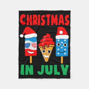 Christmas In July Ice Cream Pops In Santa Hat Kids Fleece Blanket