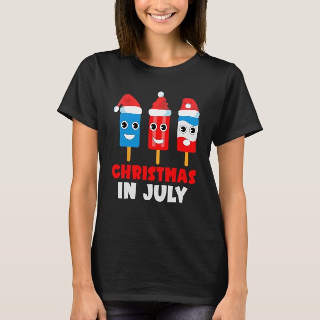 Christmas In July Ice Pops In Santa Hat Kids Toddl T-Shirt (Front)