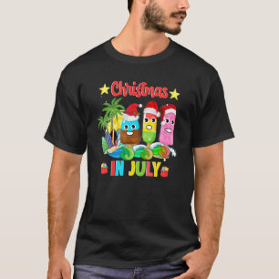Christmas In July Ice Pops In Santa Hat Kids Toddl T-Shirt