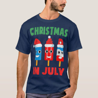 Christmas In July Ice Pops In Santa Hat Kids Toddl T-Shirt