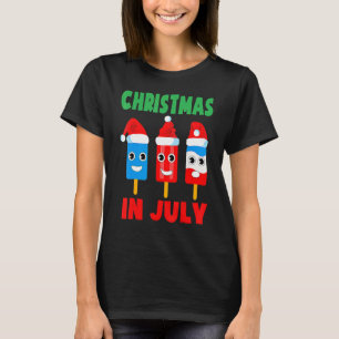 Christmas In July Ice Pops In Santa Hat Kids Toddl T-Shirt