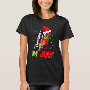 Christmas In July Icecream Santa Hat Summer Vacat T-Shirt