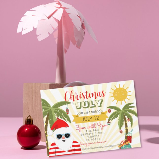 Christmas in July invitation, fun summer party Inv Invitation (Creator Uploaded)