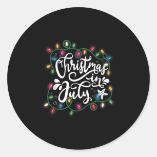 Christmas In July Lights Funny Summer Xmas Men Wom Classic Round Sticker