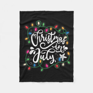 Christmas In July Lights Funny Summer Xmas Men Wom Fleece Blanket