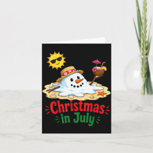 Christmas In July Melting Snowman Beach Vacation Card