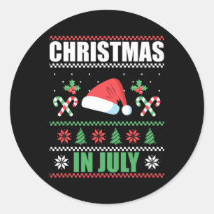 Christmas In July Merry Christmas Summer Funny San Classic Round Sticker