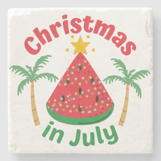 CHRISTMAS IN JULY NAPKINS GLASS COASTER (Front)
