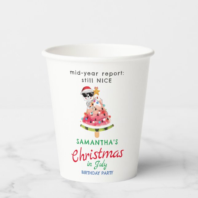 Christmas in July Naughty or Nice Toddler Birthday Paper Cups (Front)