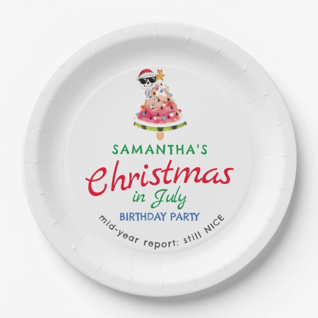 Christmas in July Naughty or Nice Toddler Birthday Paper Plate (Front)