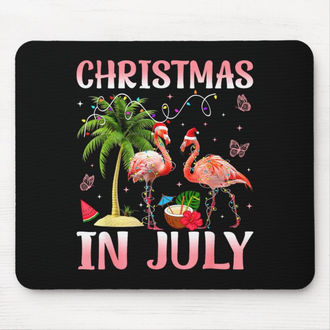 Christmas In July Nk Flamingo Santa Hat Christmas  Mouse Mat (Front)